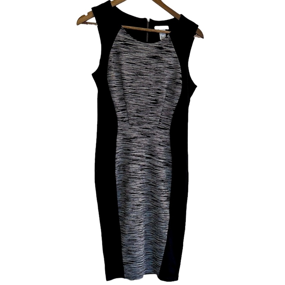 H&M black and gray body con sleeveless dress women M
